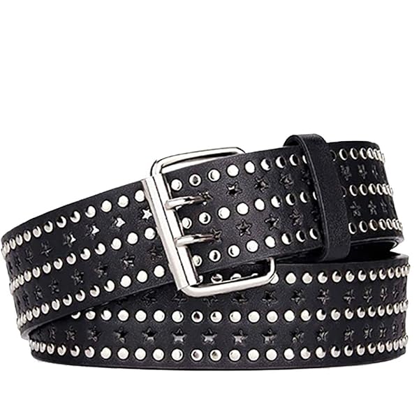 XZQTIVE Double Grommet PU Leather Belt for Women Men Punk